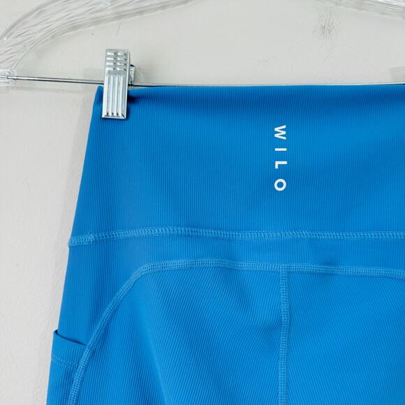 Wilo Bright Blue High Waisted Ribbed Leggings Activewear Gym Pant Women's M - Picture 8 of 11